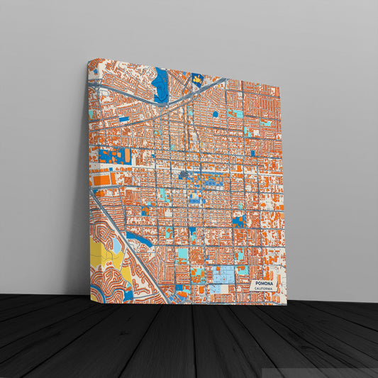 Pomona California Colorful City Map Canvas Print