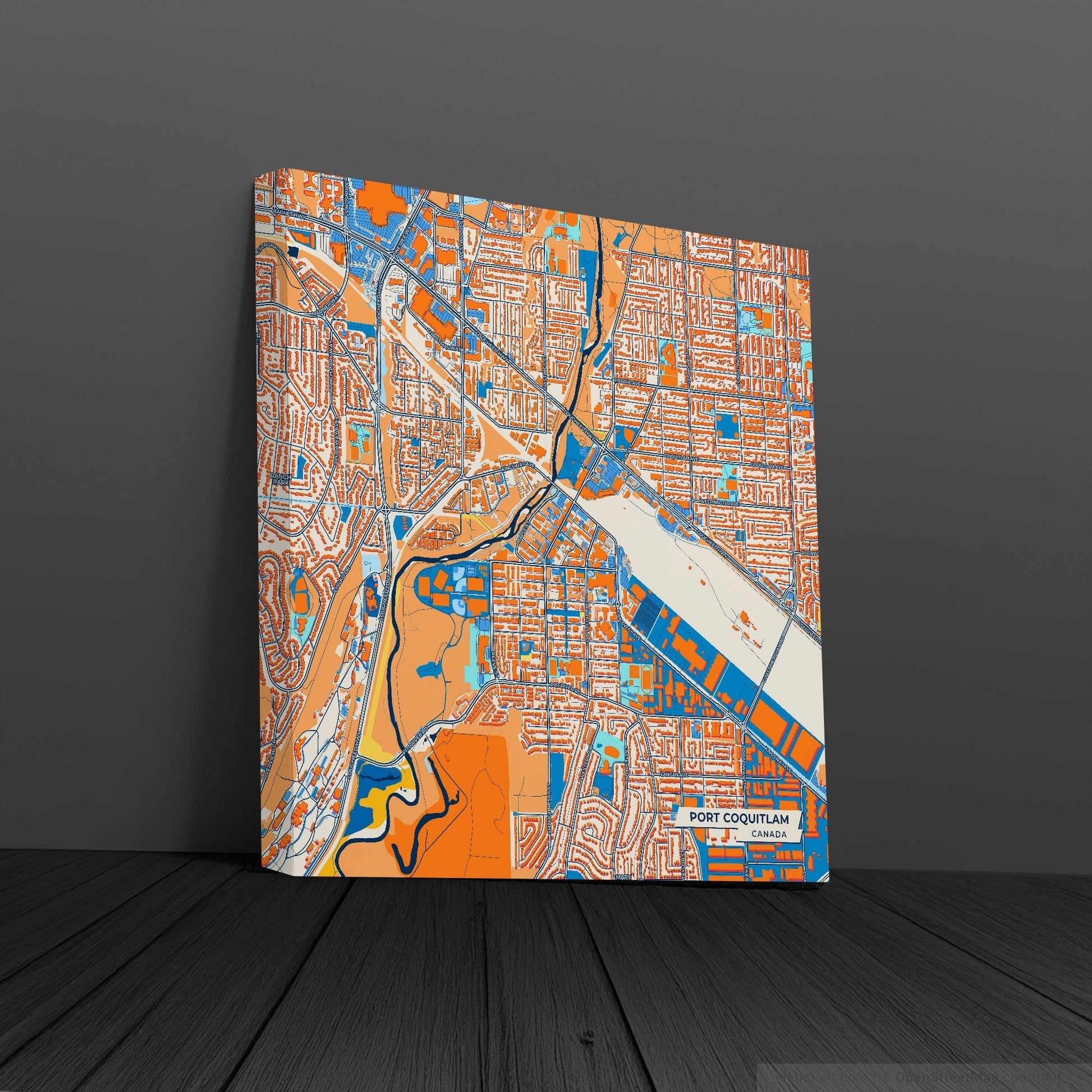 Port Coquitlam Canada Colorful City Map Canvas Print