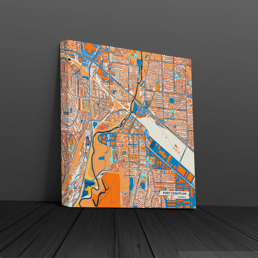 Port Coquitlam Canada Colorful City Map Canvas Print