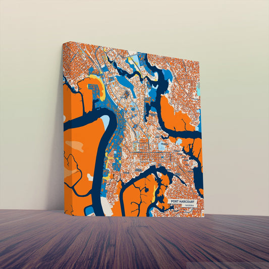 Port Harcourt Nigeria Colorful City Map Canvas Print