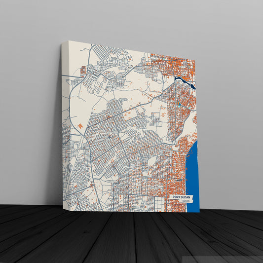 Port Sudan Sudan Colorful City Map Canvas Print