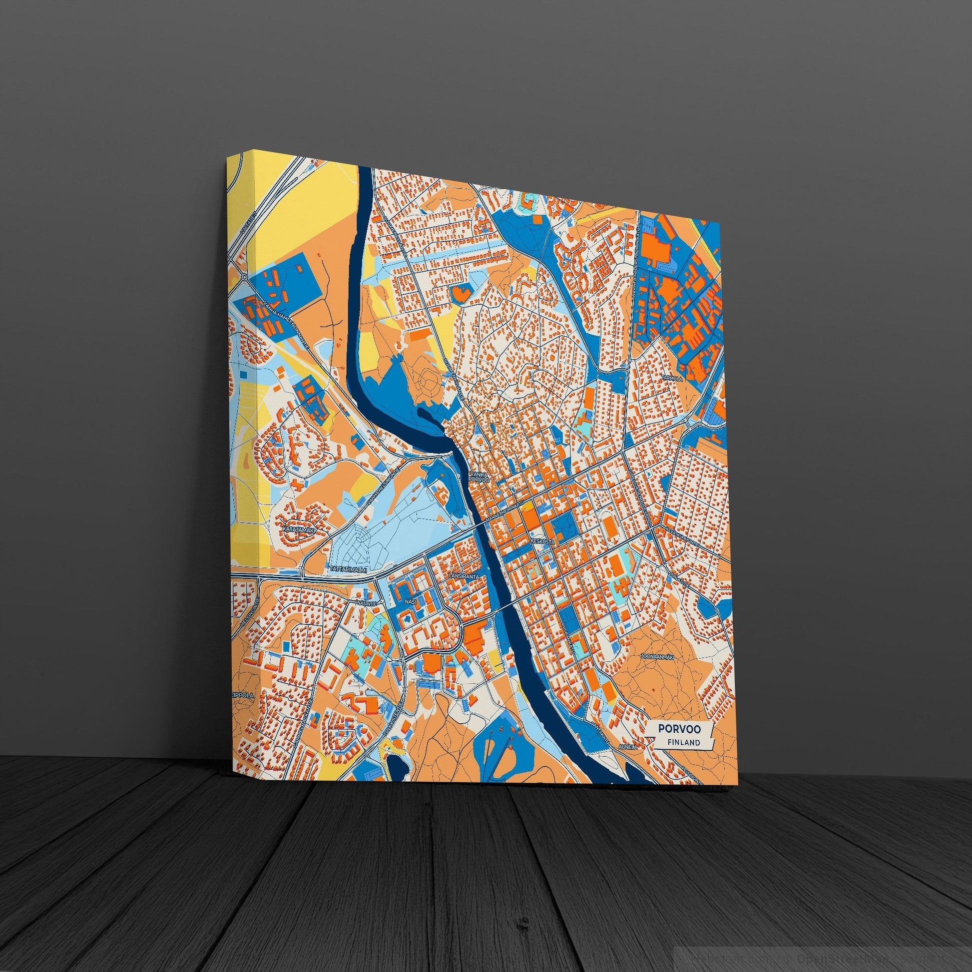 Porvoo Finland Colorful City Map Canvas Print