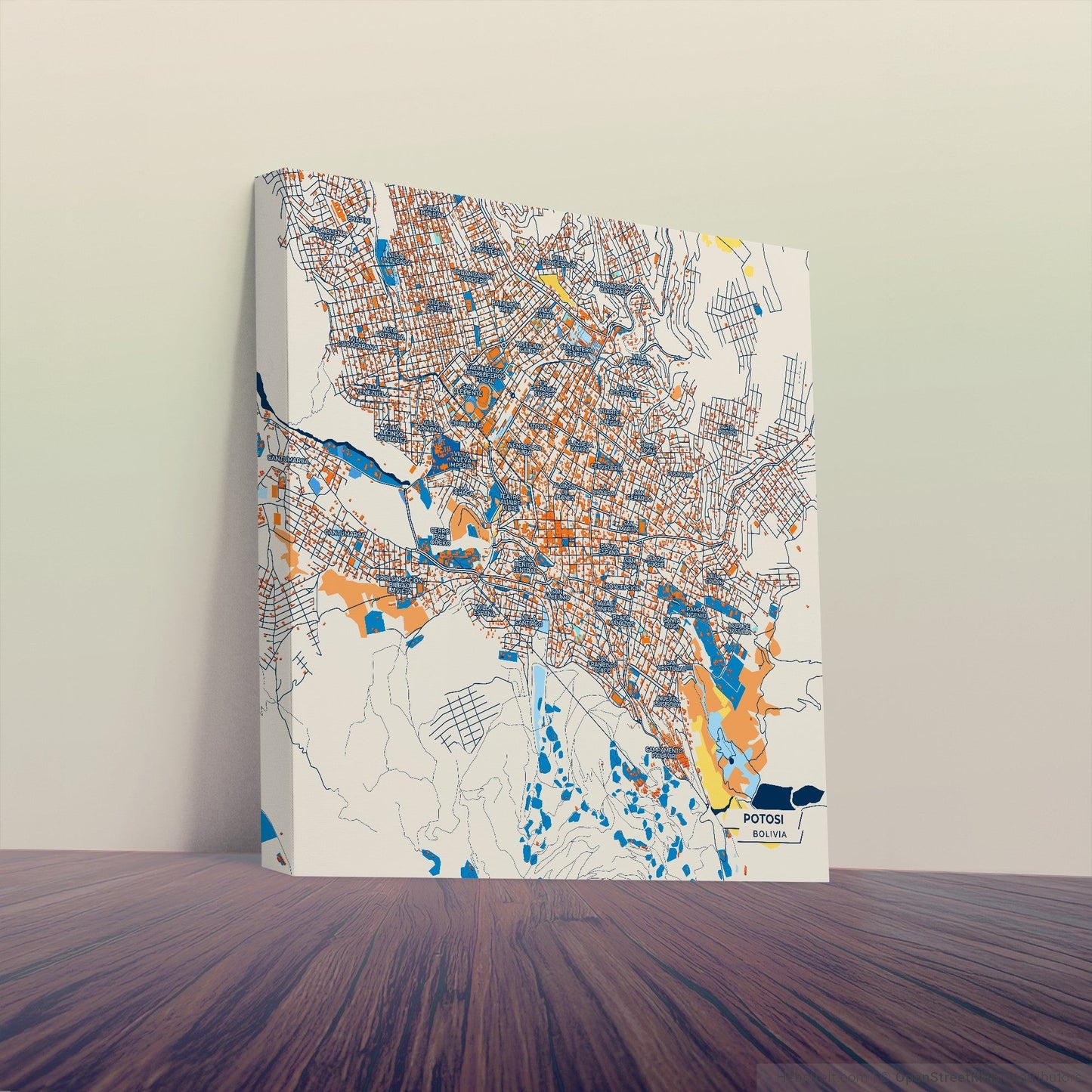 Potosi Bolivia Colorful City Map Canvas Print