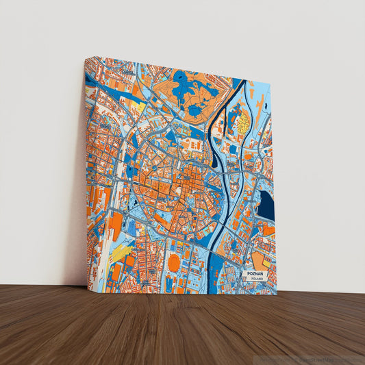 Poznań Poland Colorful City Map Canvas Print