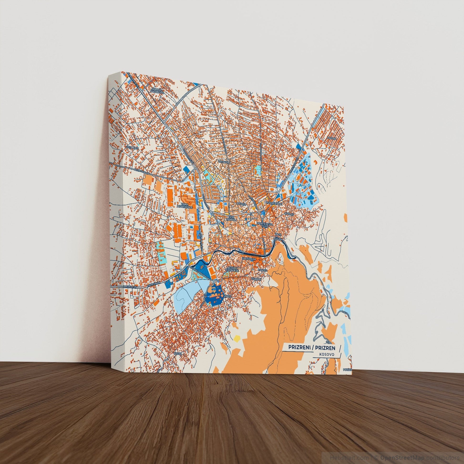 Prizreni Kosovo Colorful City Map Canvas Print