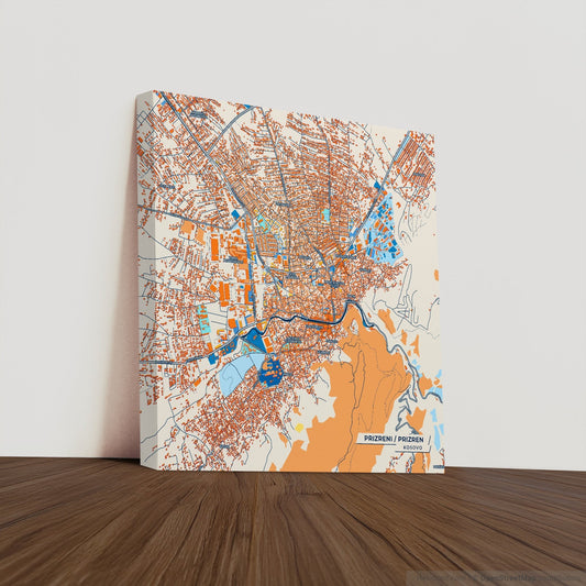 Prizreni Kosovo Colorful City Map Canvas Print