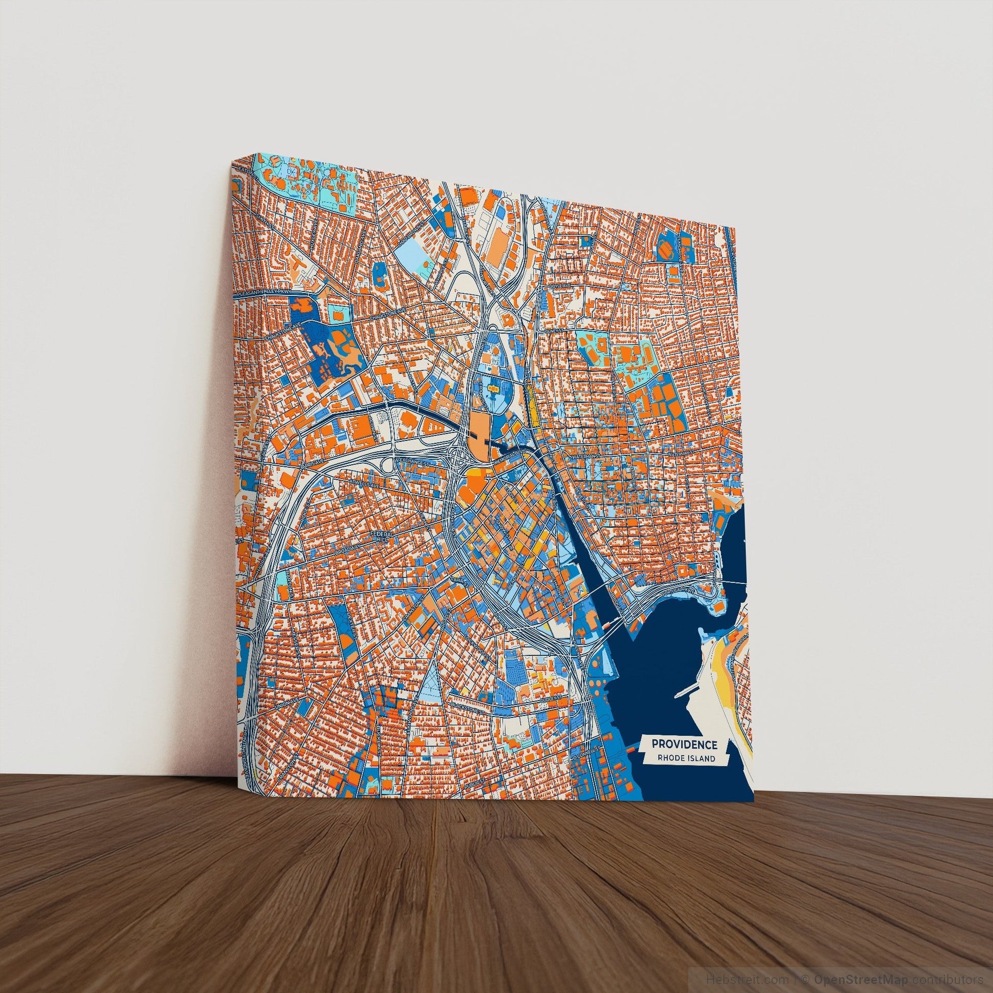 Providence Rhode Island Colorful City Map Canvas Print