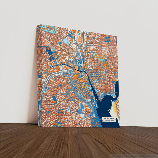 Providence Rhode Island Colorful City Map Canvas Print
