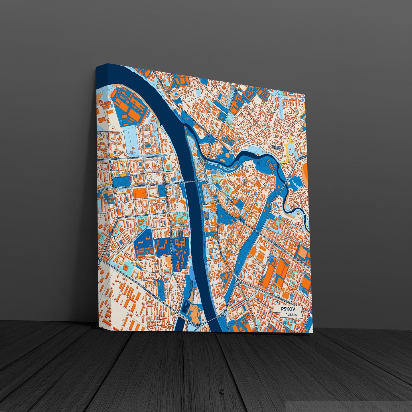 Псков Russia Colorful City Map Canvas Print