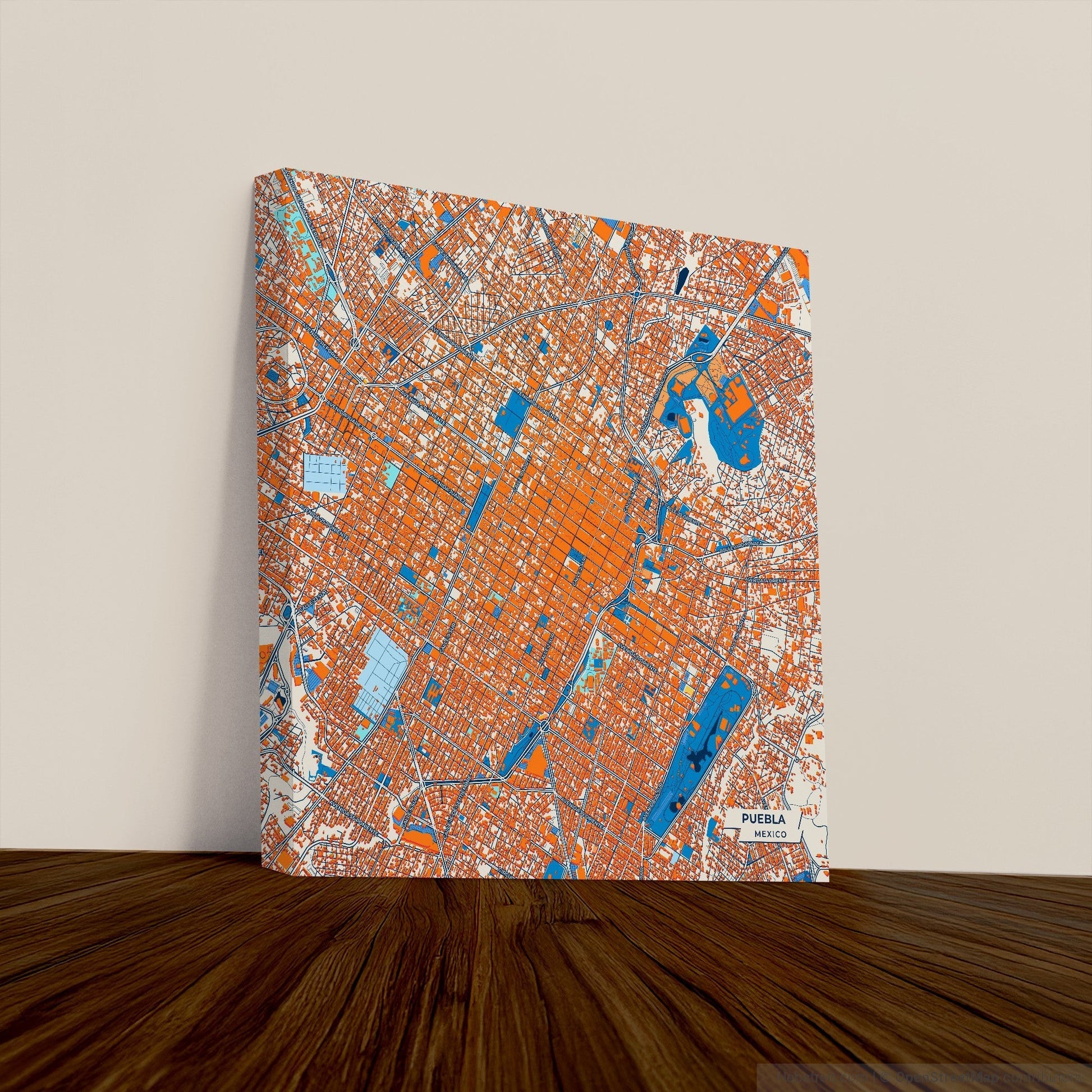 Puebla Mexico Colorful City Map Canvas Print