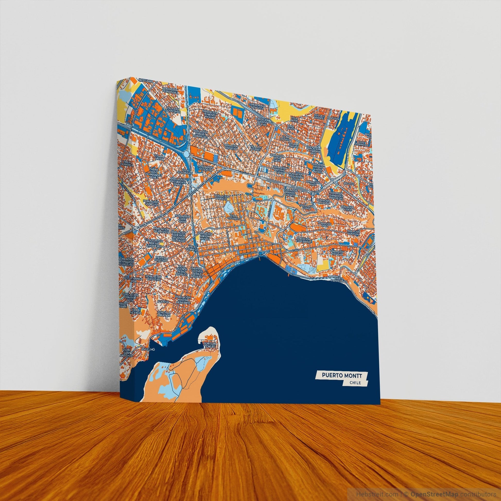Puerto Montt Chile Colorful City Map Canvas Print