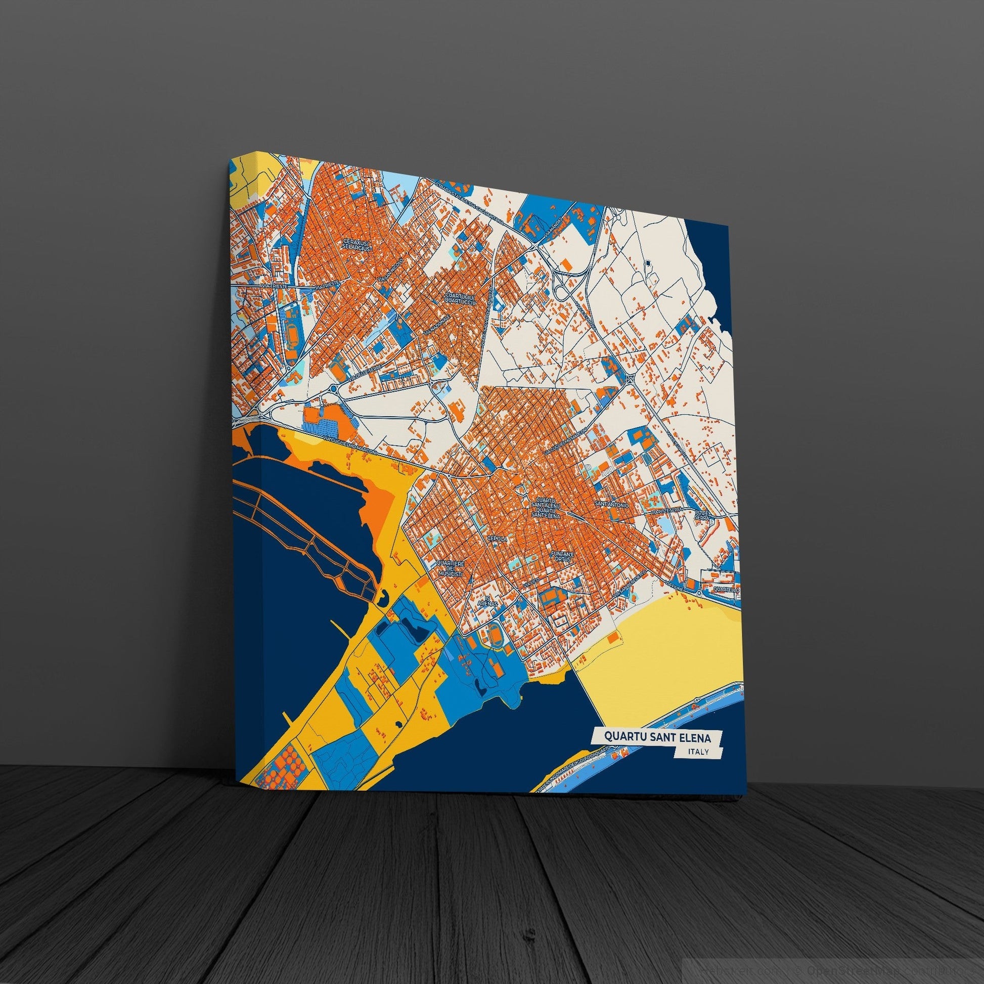Quartu Sant Elena Italy Colorful City Map Canvas Print