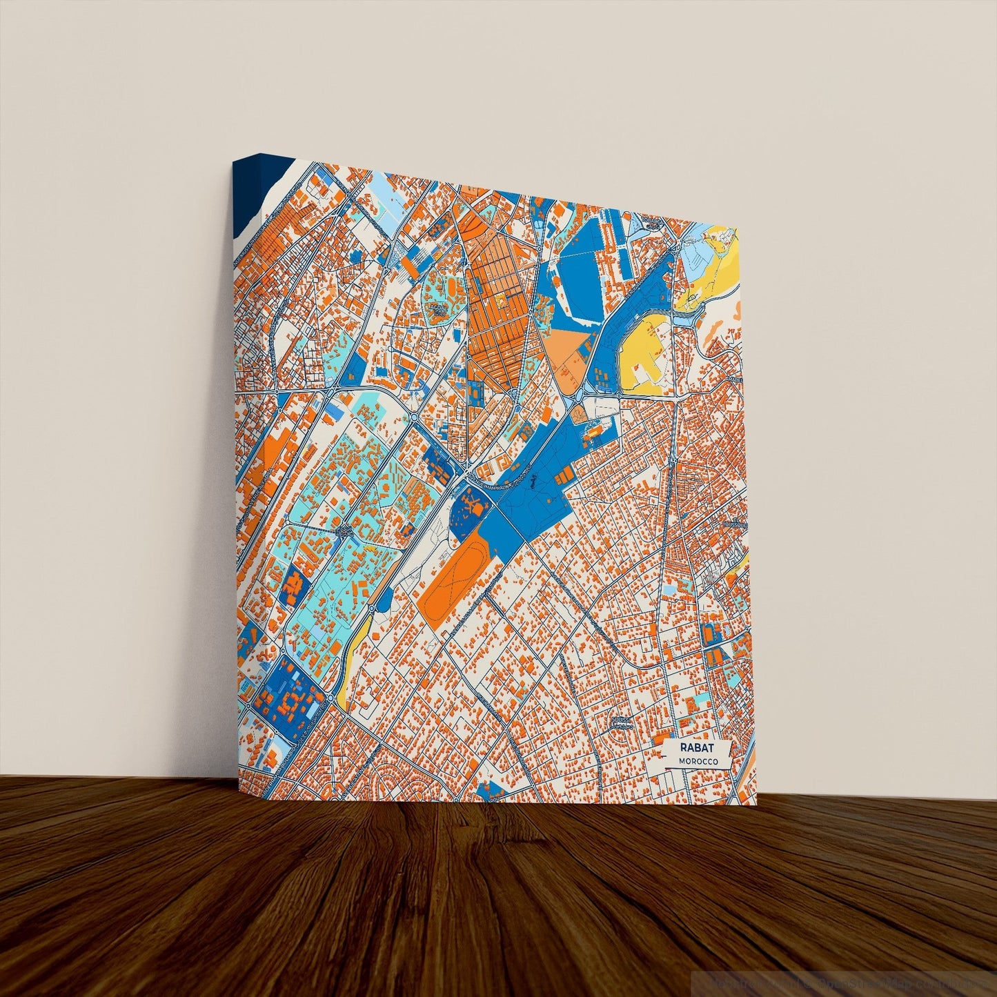 Rabat Morocco Colorful City Map Canvas Print