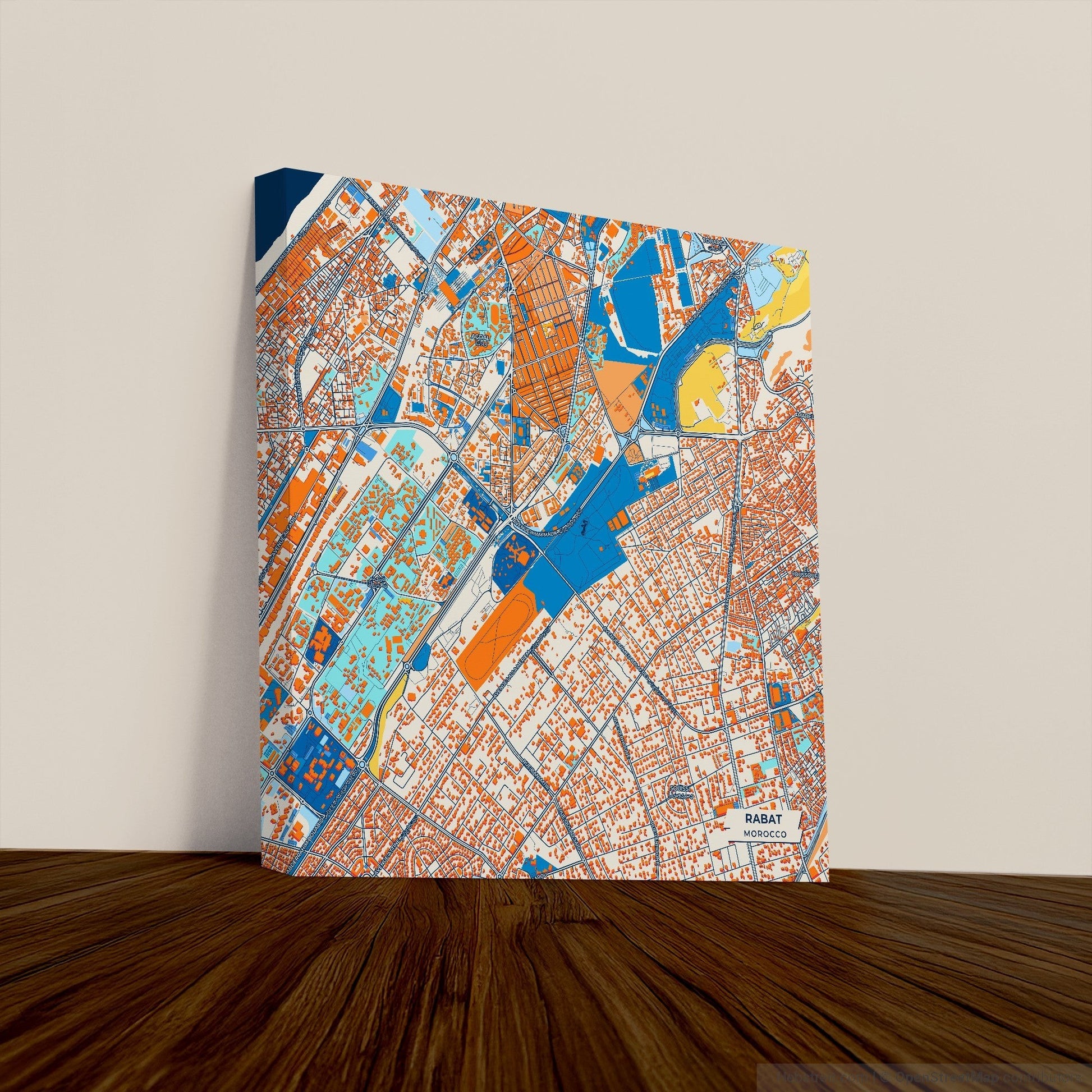 Rabat Morocco Colorful City Map Canvas Print