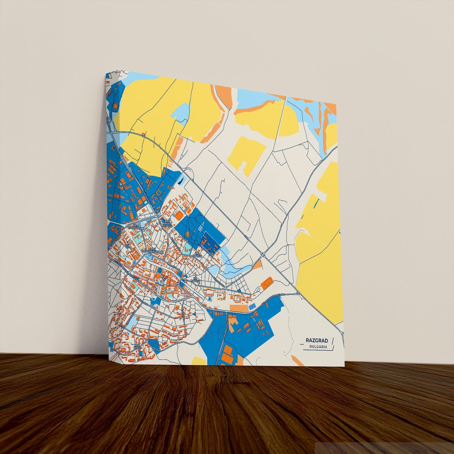 Разград Bulgaria Colorful City Map Canvas Print