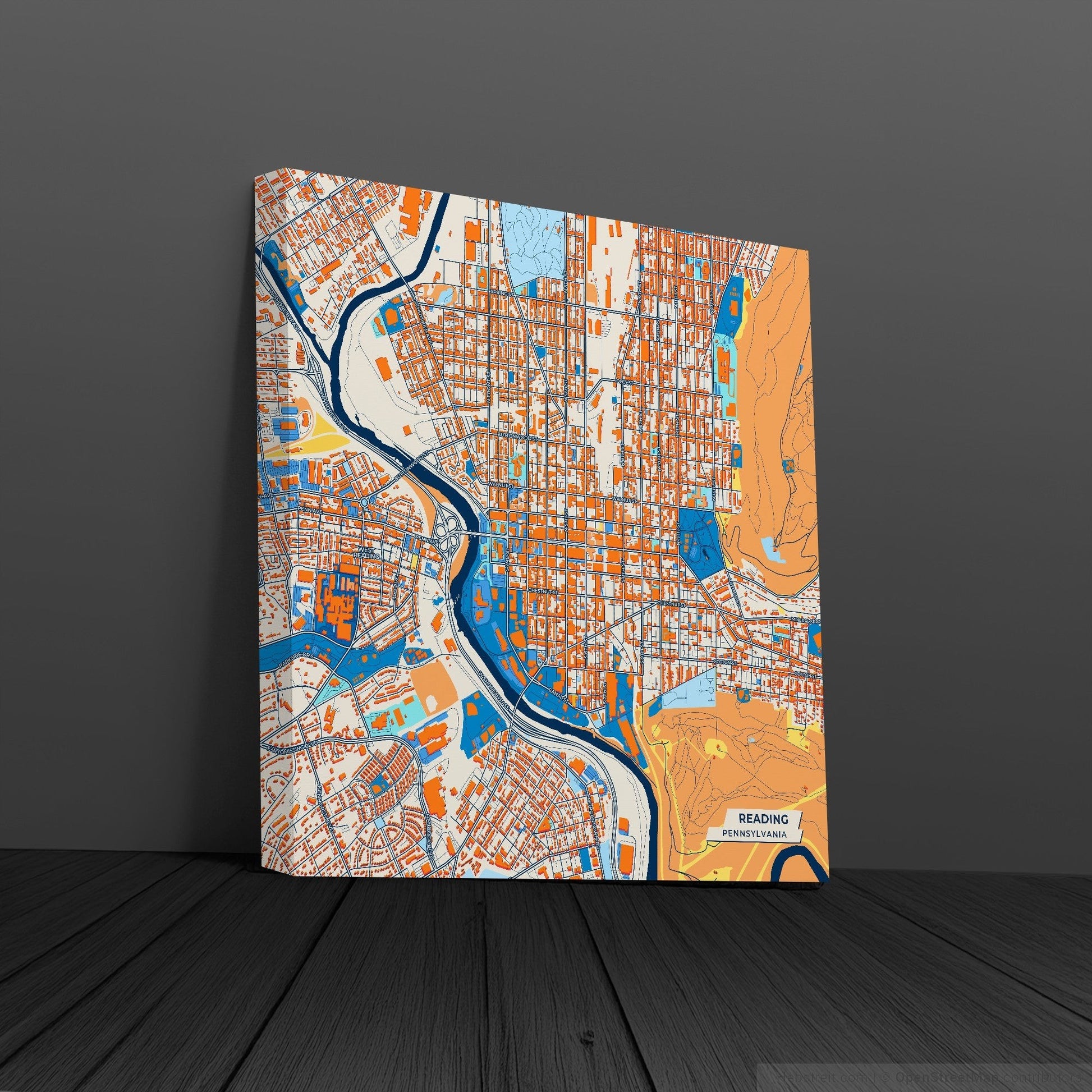 Reading Pennsylvania Colorful City Map Canvas Print