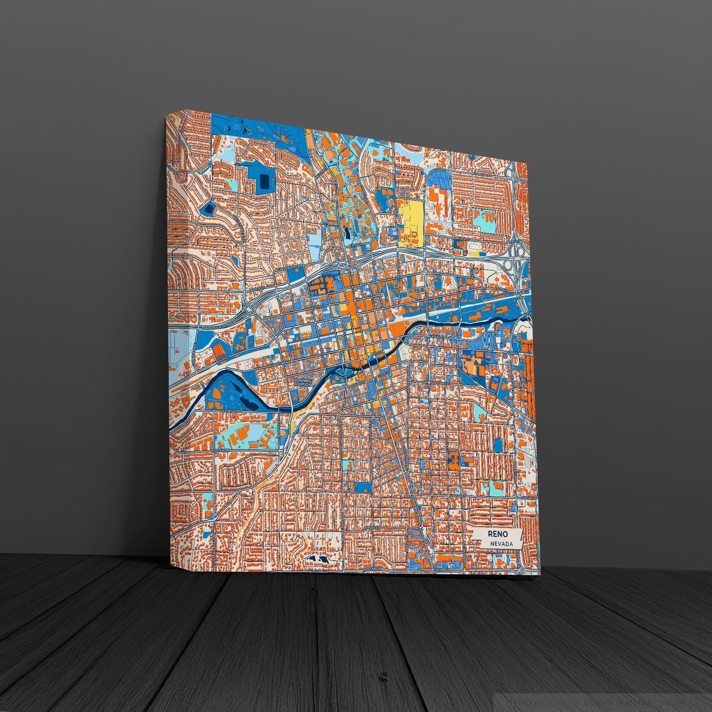 Reno Nevada Colorful City Map Canvas Print
