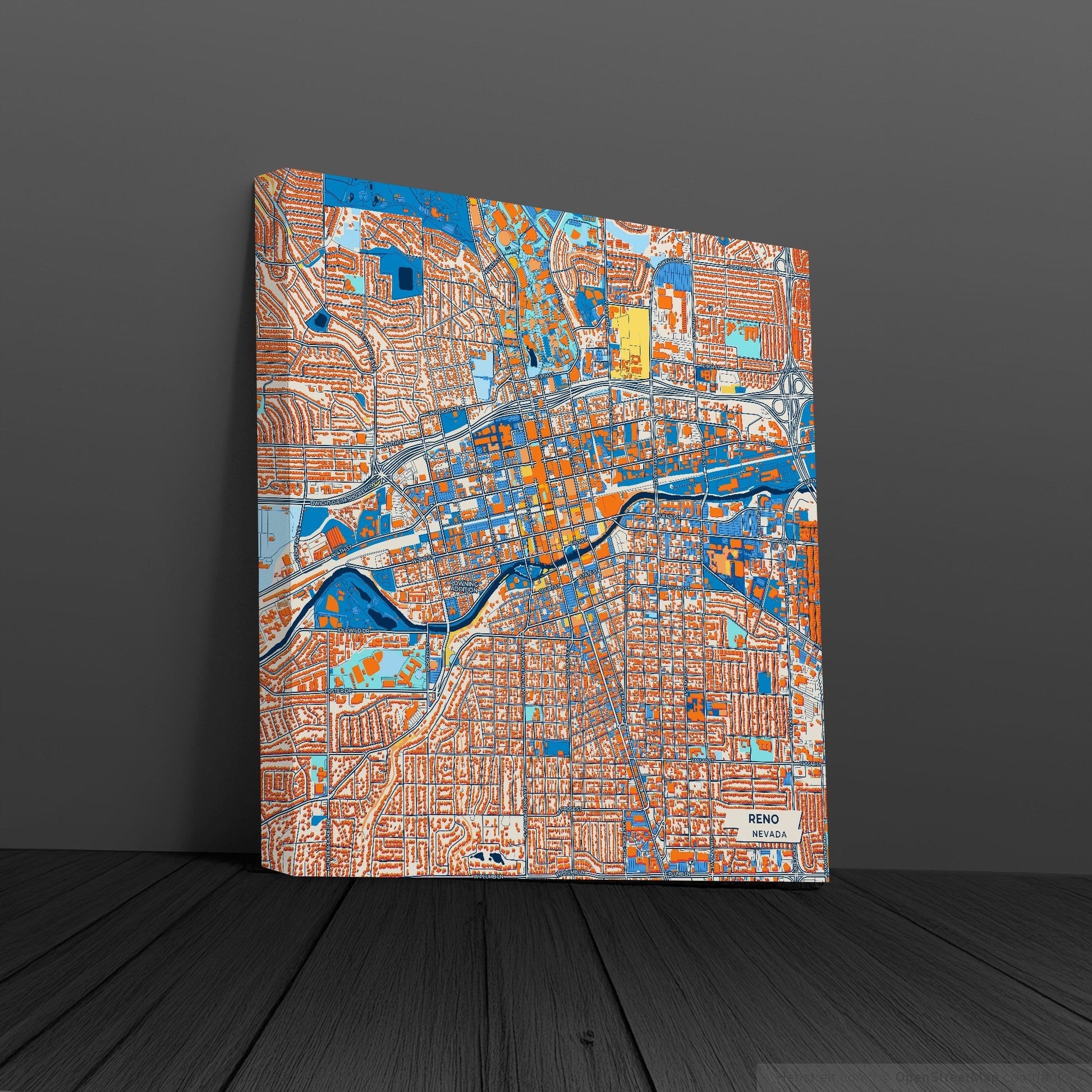 Reno Nevada Colorful City Map Canvas Print