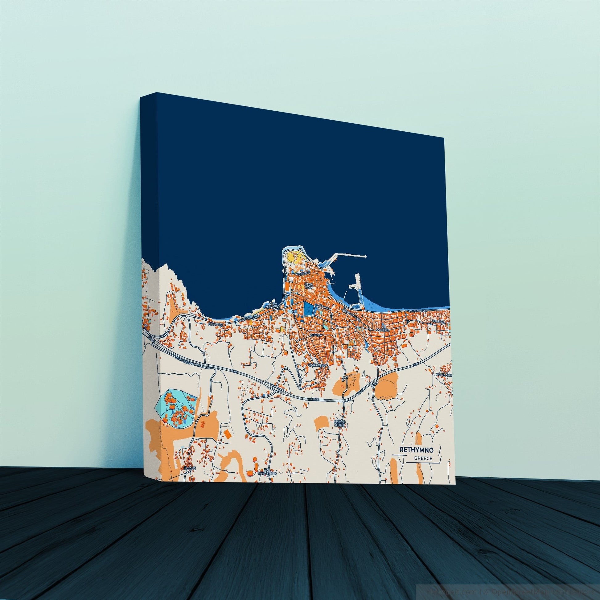 Ρεθυμνο Greece Colorful City Map Canvas Print