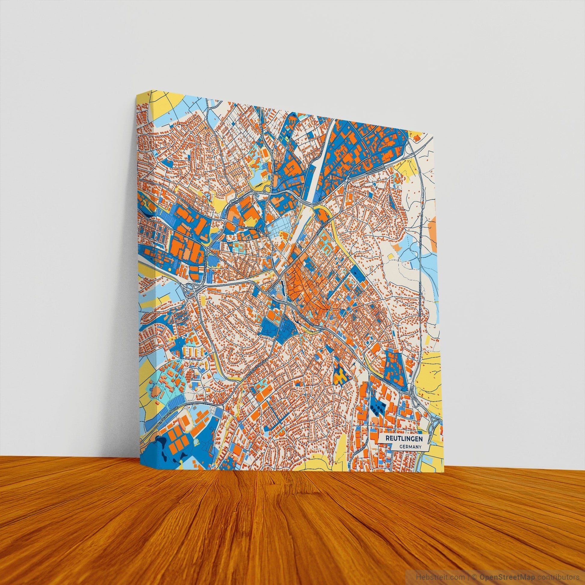 Reutlingen Germany Colorful City Map Canvas Print