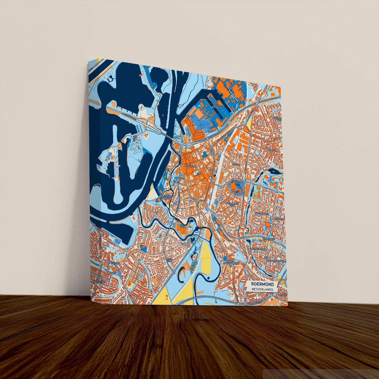 Roermond Netherlands Colorful City Map Canvas Print