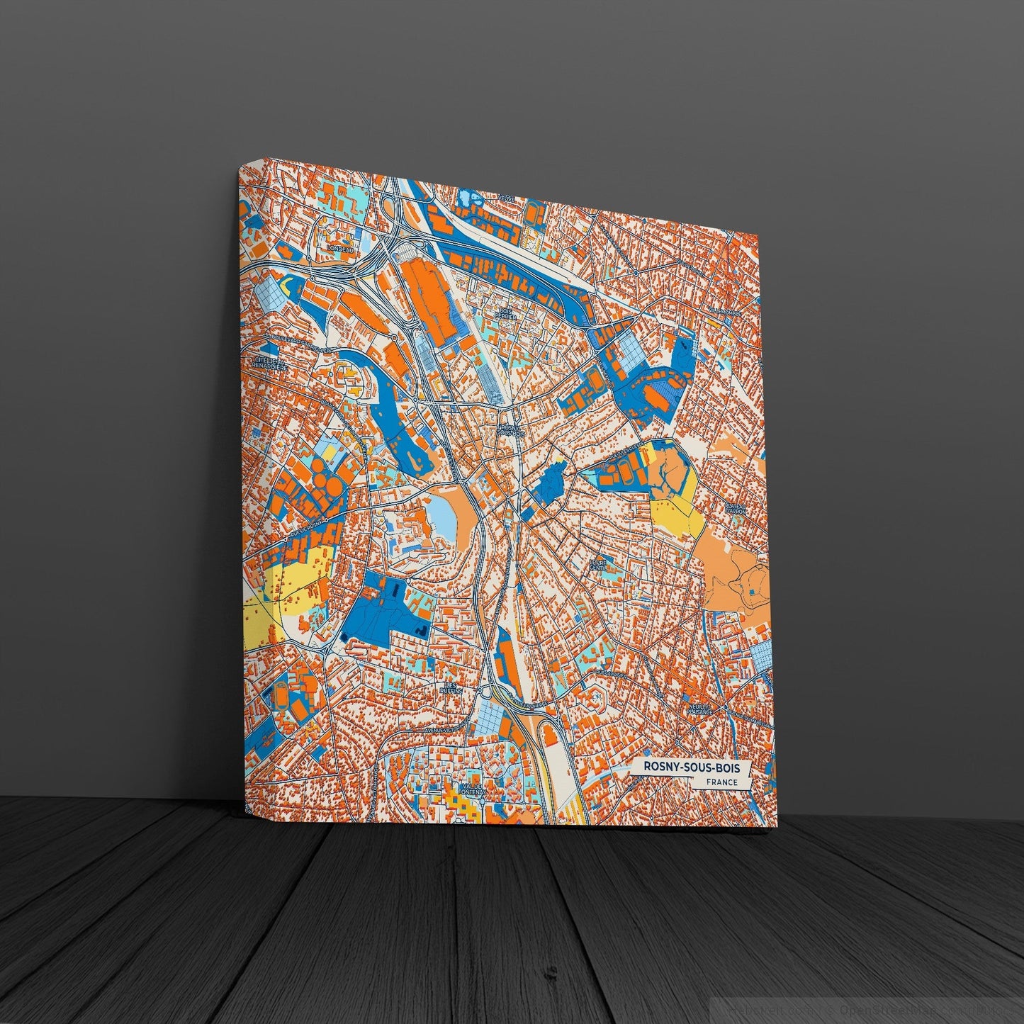 Rosny-Sous-Bois France Colorful City Map Canvas Print