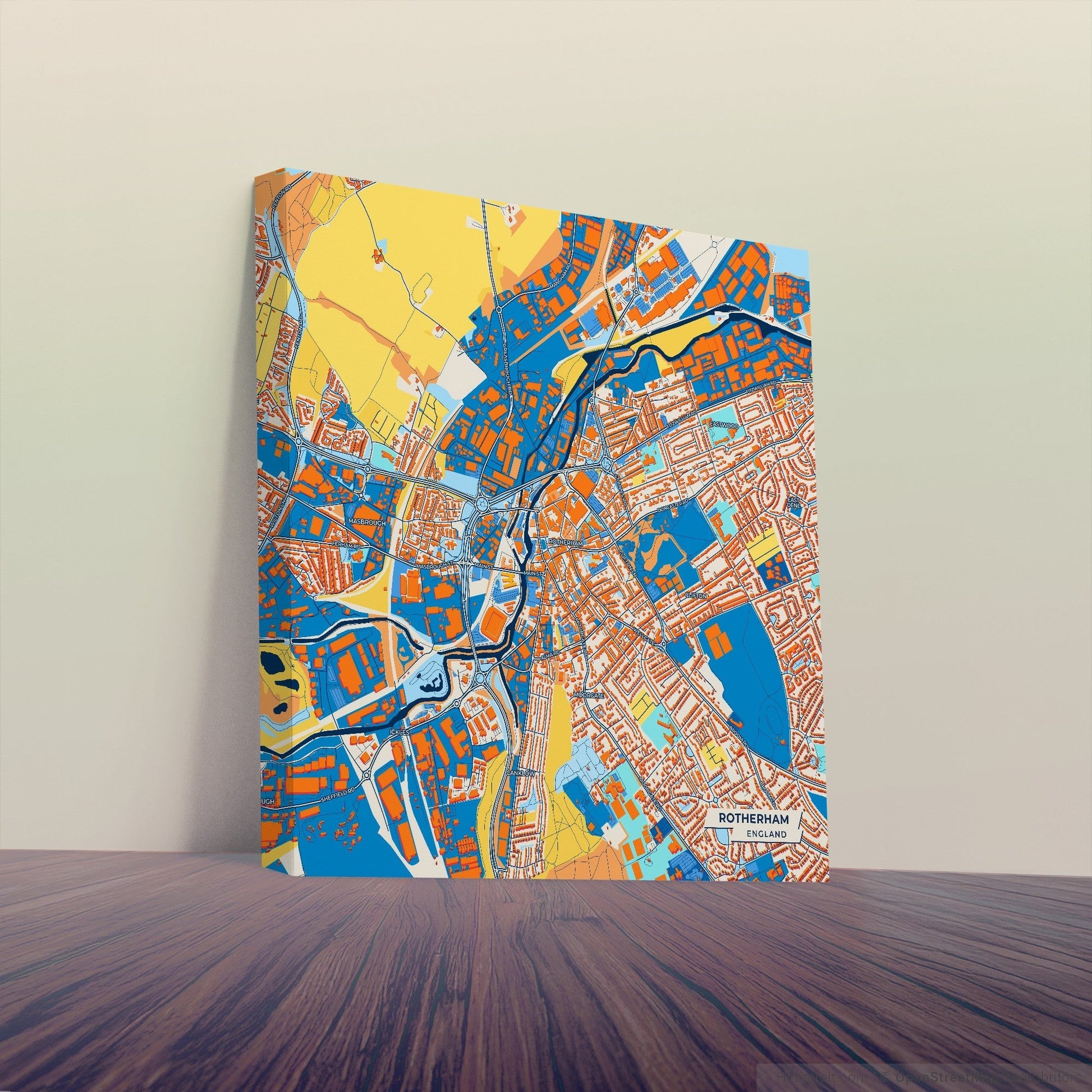 Rotherham England Colorful City Map Canvas Print