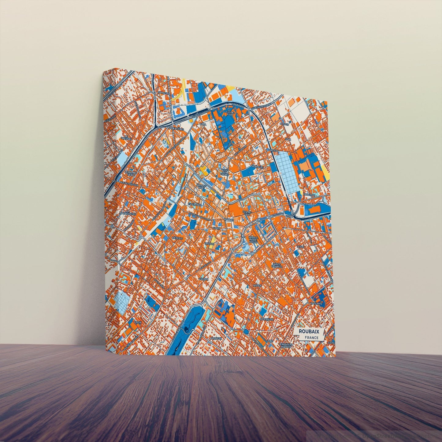 Roubaix France Colorful City Map Canvas Print