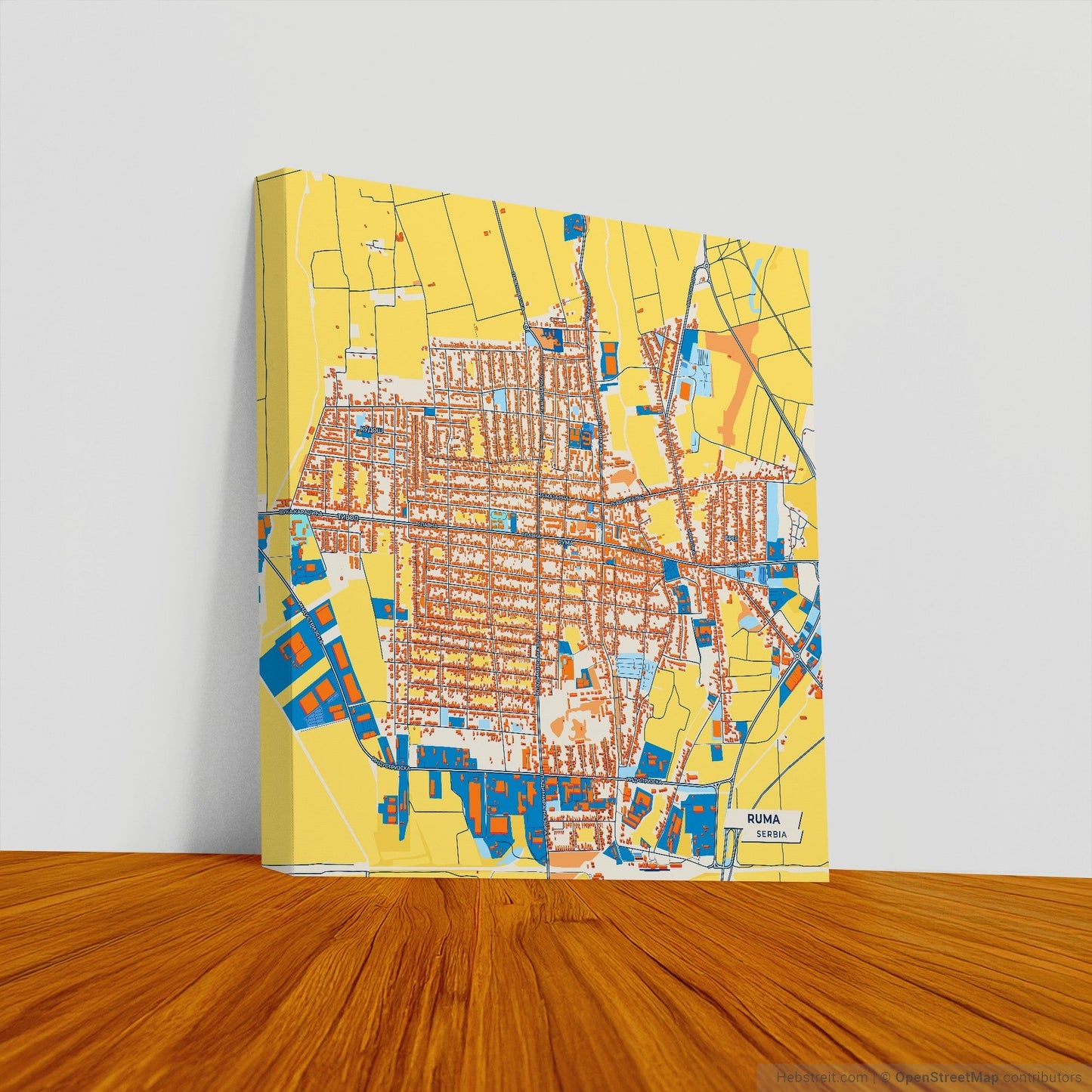 Рума Serbia Colorful City Map Canvas Print