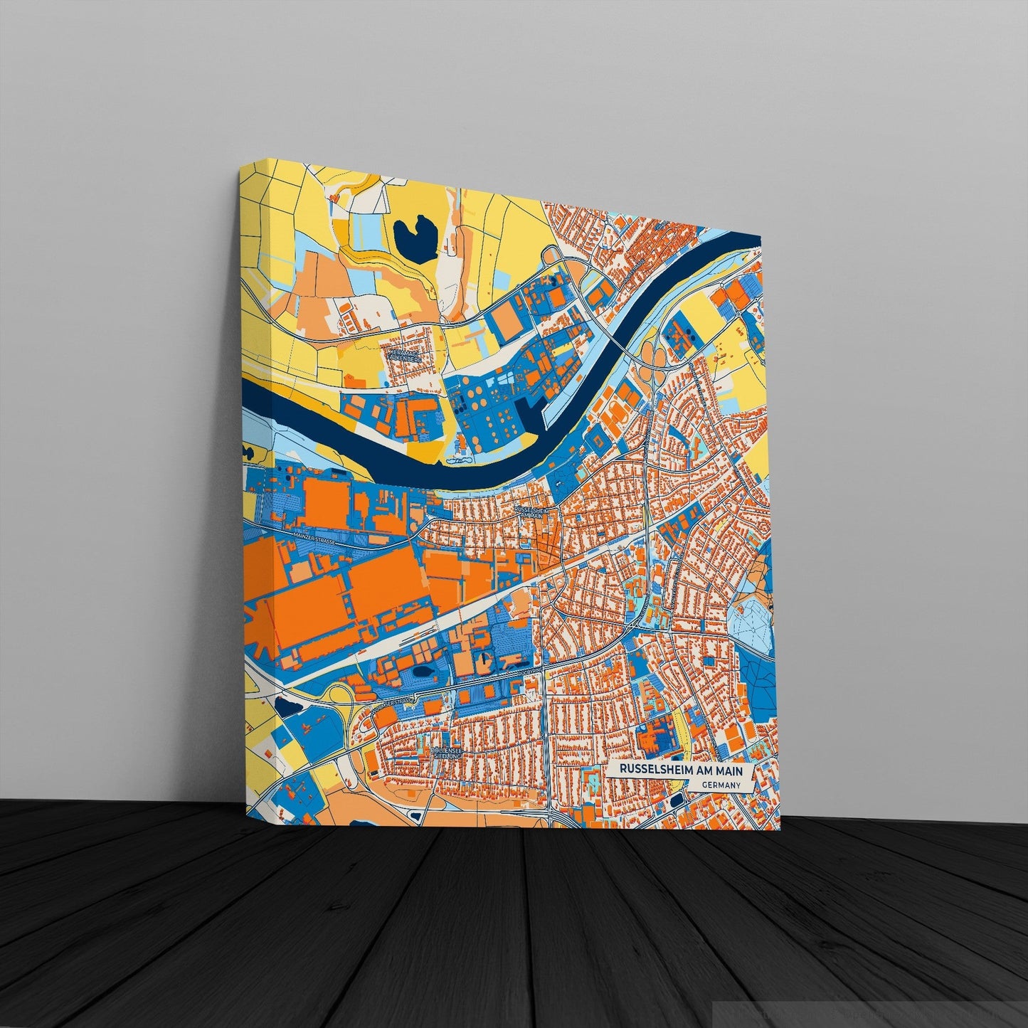 Rüsselsheim Am Main Germany Colorful City Map Canvas Print
