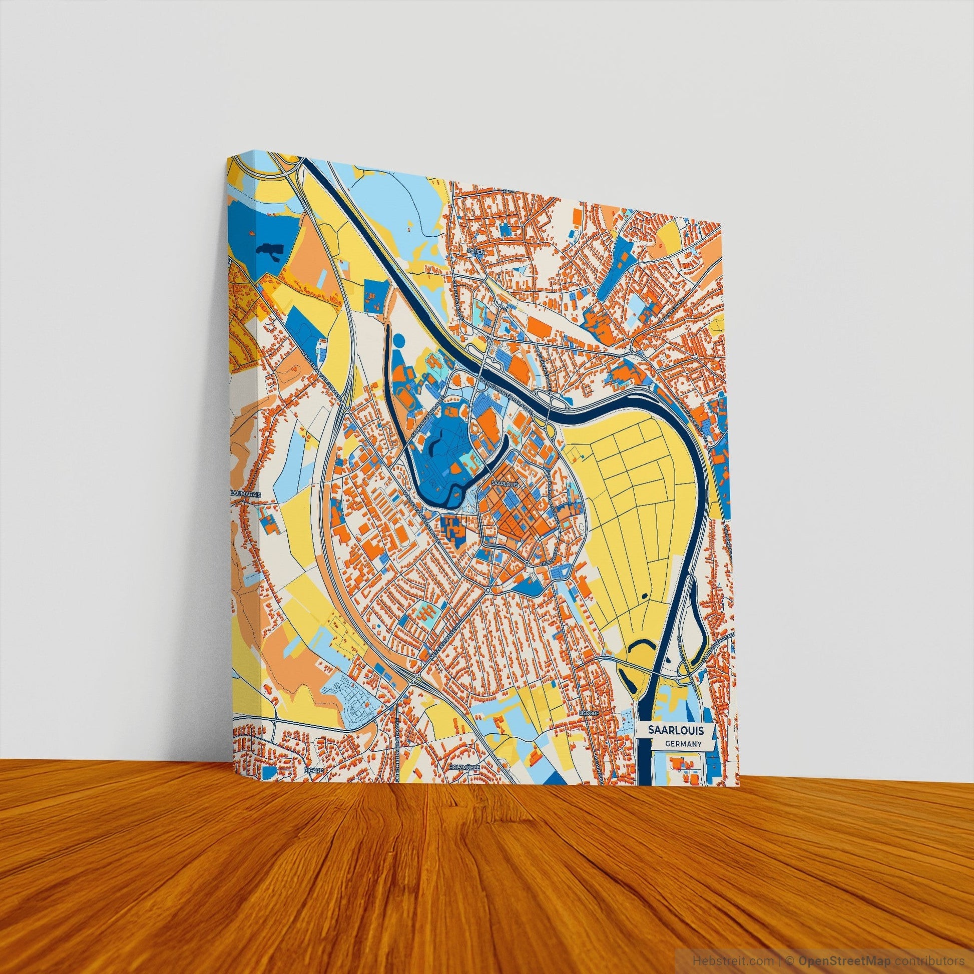 Saarlouis Germany Colorful City Map Canvas Print