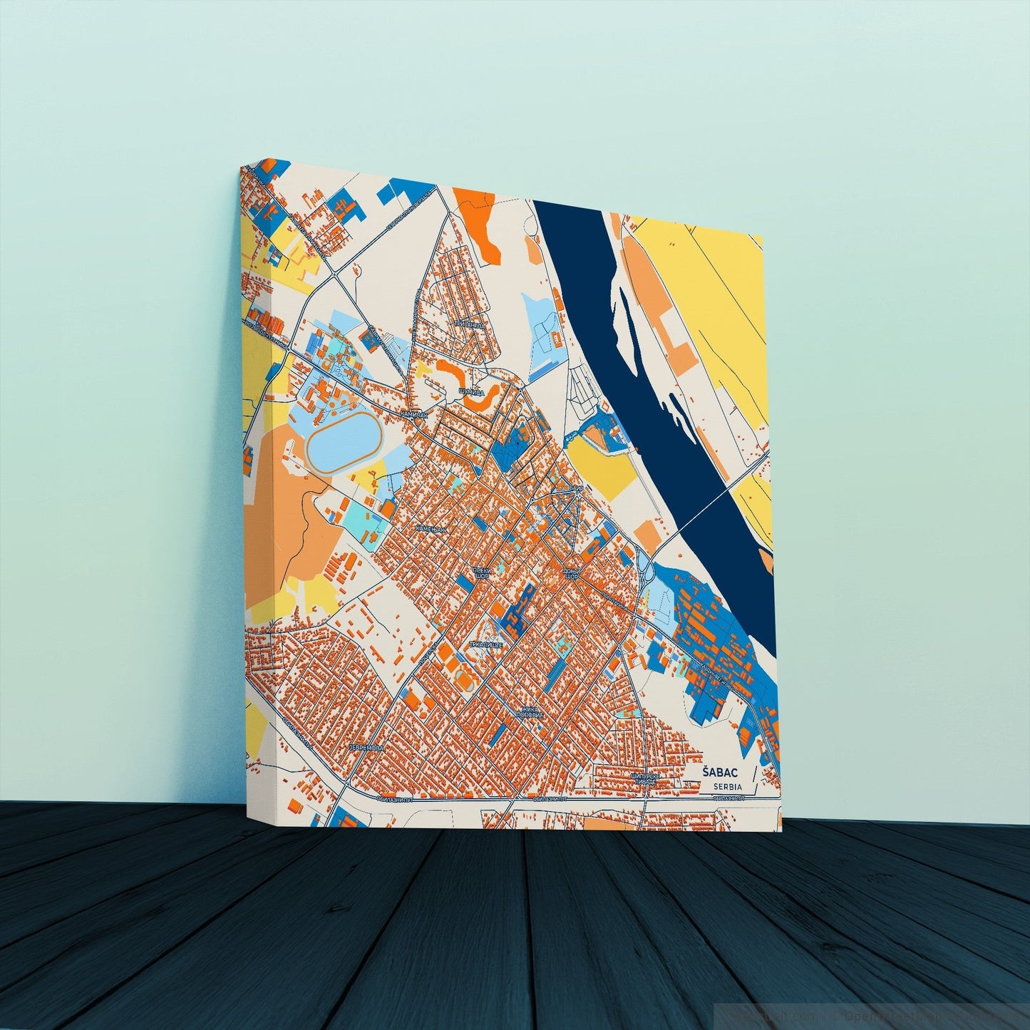Шабац Serbia Colorful City Map Canvas Print