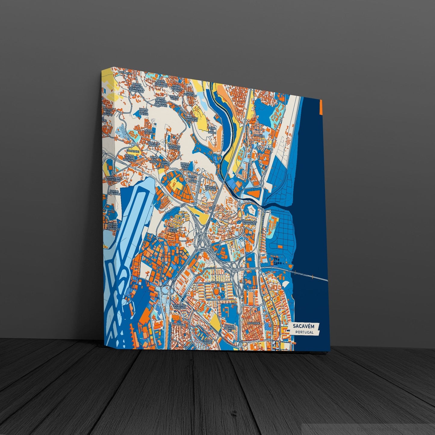 Sacavém Portugal Colorful City Map Canvas Print