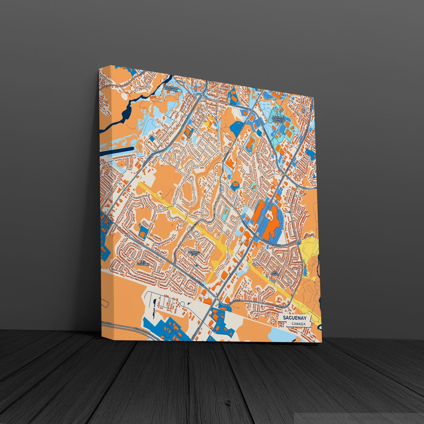 Saguenay Canada Colorful City Map Canvas Print