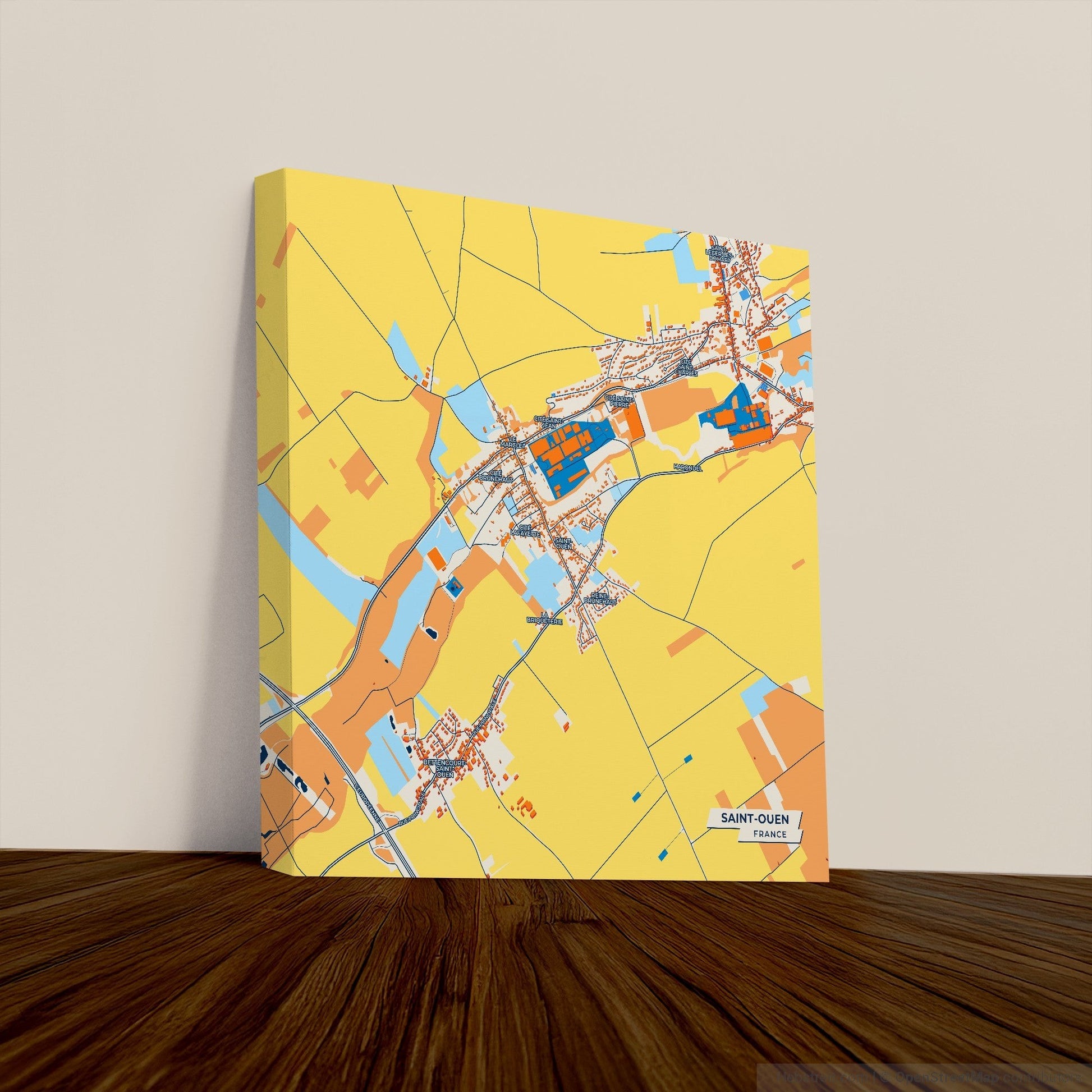 Saint-Ouen France Colorful City Map Canvas Print