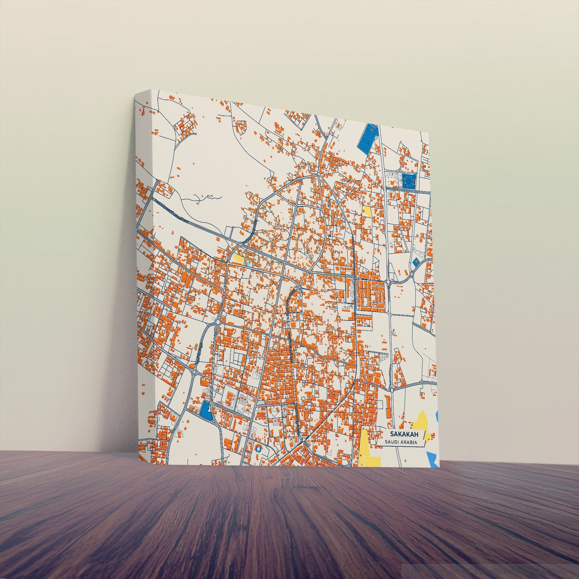 Sakakah Saudi Arabia Colorful City Map Canvas Print