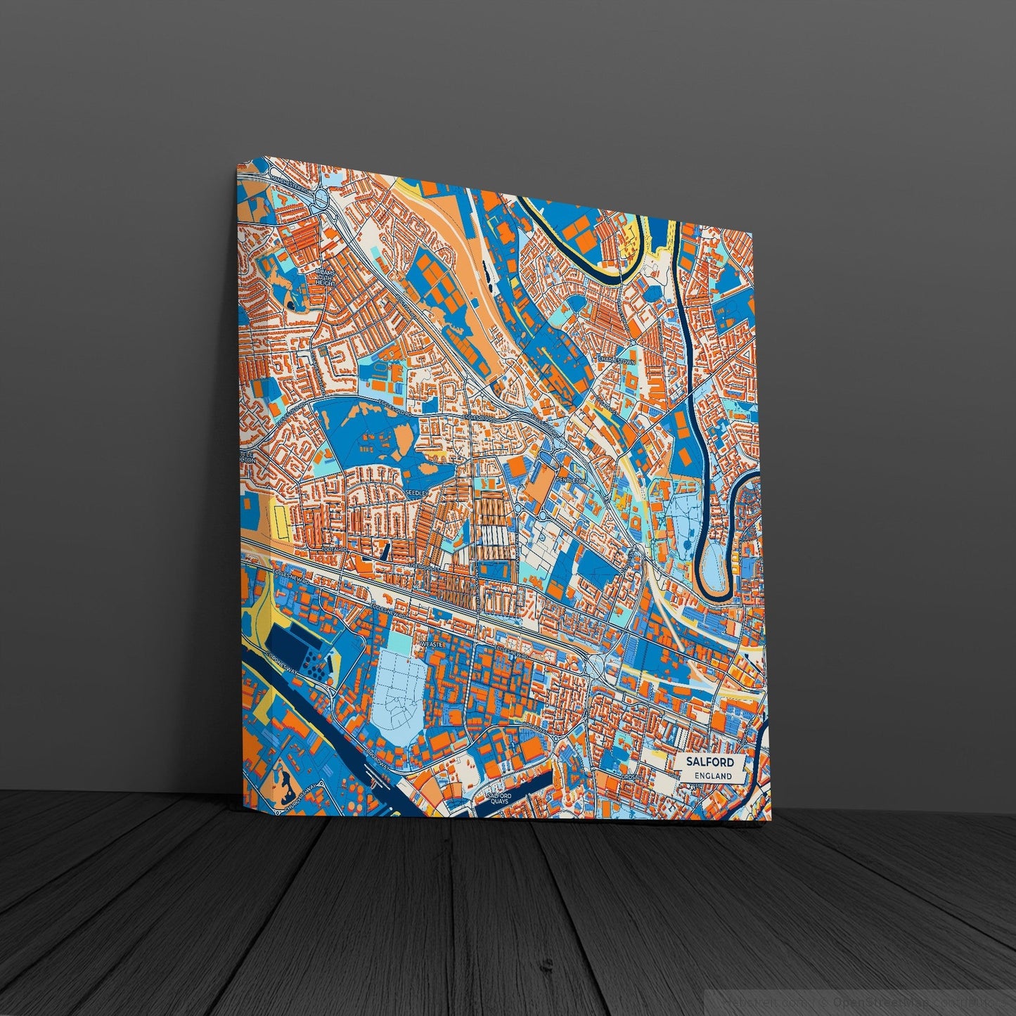 Salford England Colorful City Map Canvas Print