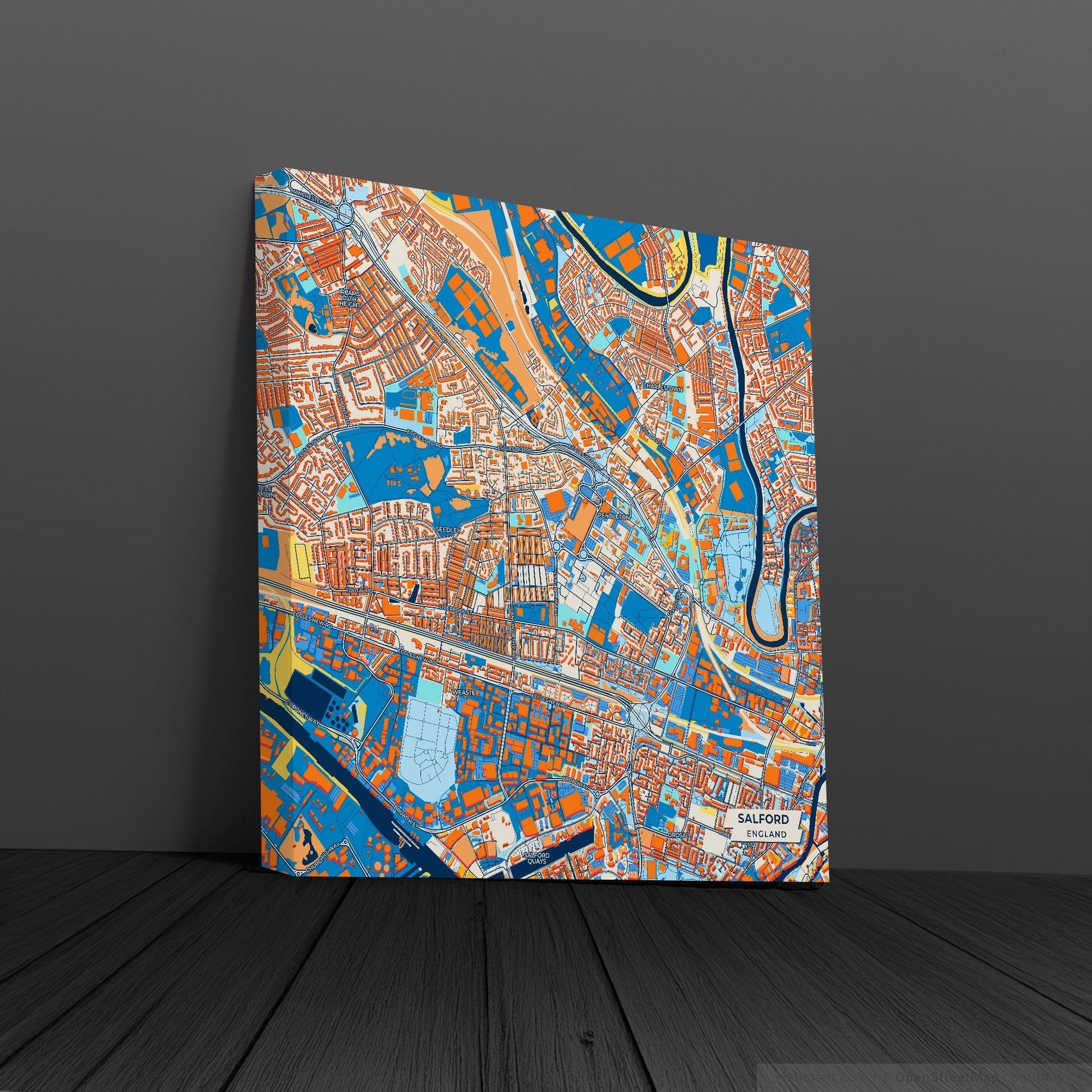Salford England Colorful City Map Canvas Print