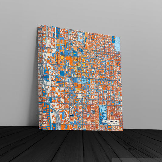 Salt Lake City Utah Colorful City Map Canvas Print