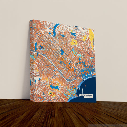 Santa Barbara California Colorful City Map Canvas Print