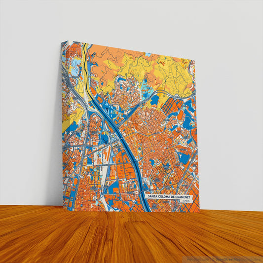 Santa Coloma De Gramenet Spain Colorful City Map Canvas Print