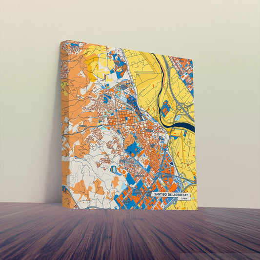 Sant Boi De Llobregat Spain Colorful City Map Canvas Print