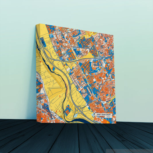 Sant Joan Despí Spain Colorful City Map Canvas Print