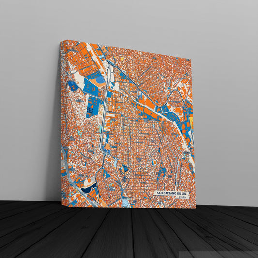 Sao Caetano Do Sul Brazil Colorful City Map Canvas Print
