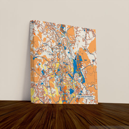 São João Da Madeira Portugal Colorful City Map Canvas Print