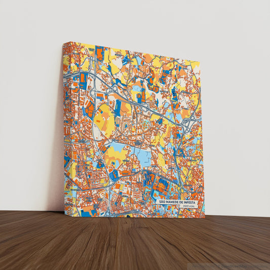 São Mamede De Infesta Portugal Colorful City Map Canvas Print