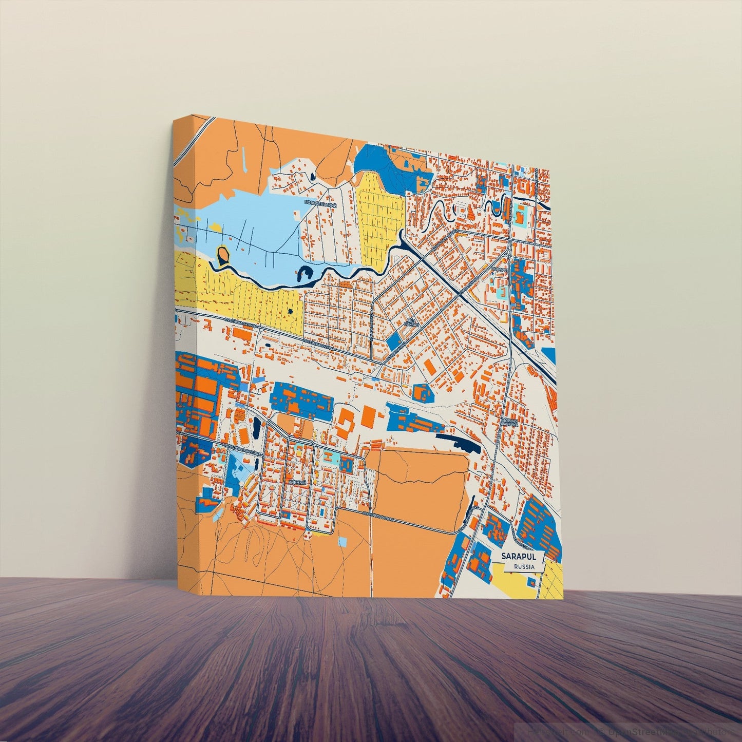 Сарапул Russia Colorful City Map Canvas Print