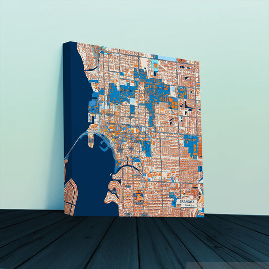 Sarasota Florida Colorful City Map Canvas Print