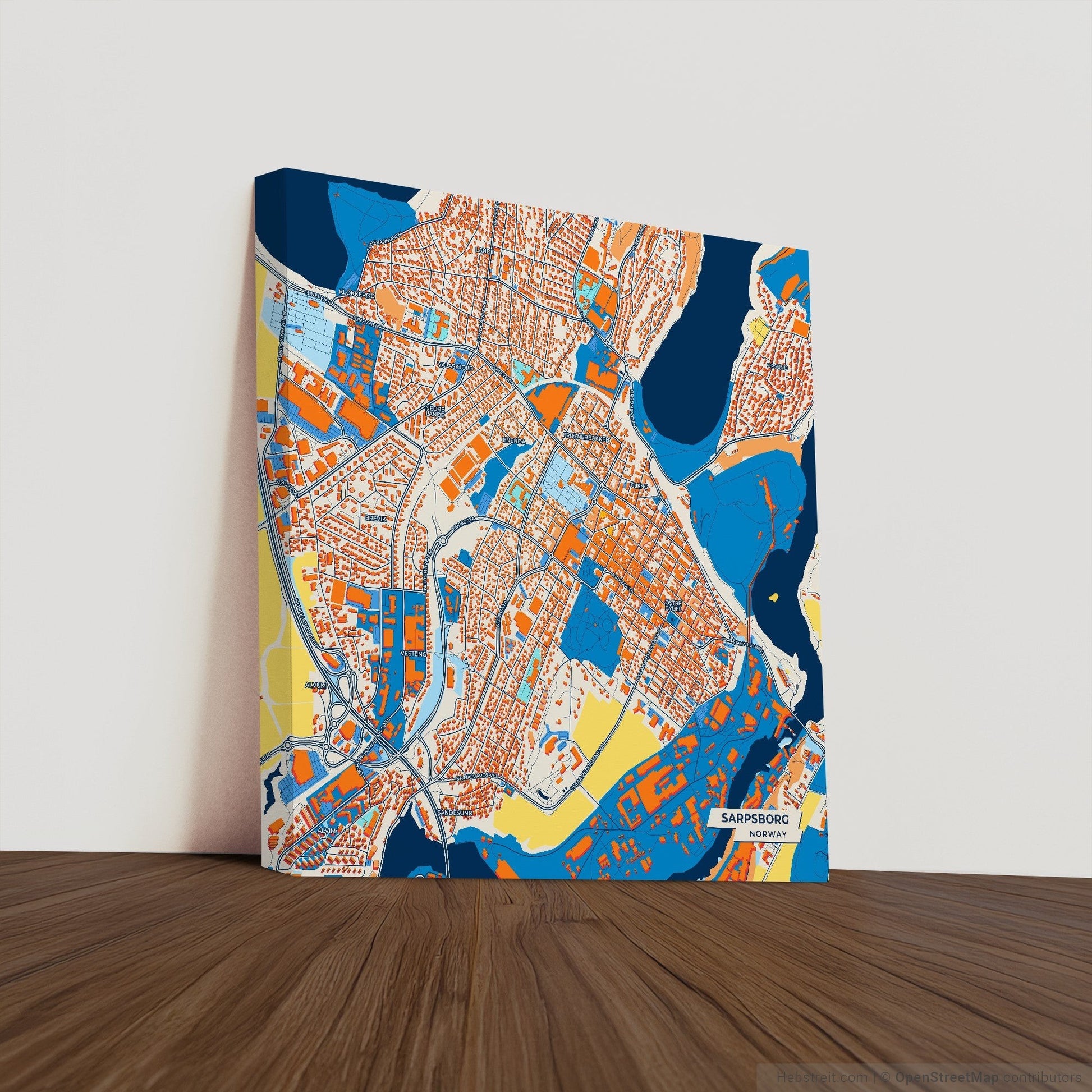 Sarpsborg Norway Colorful City Map Canvas Print