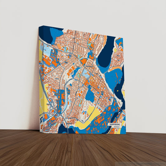 Sarpsborg Norway Colorful City Map Canvas Print